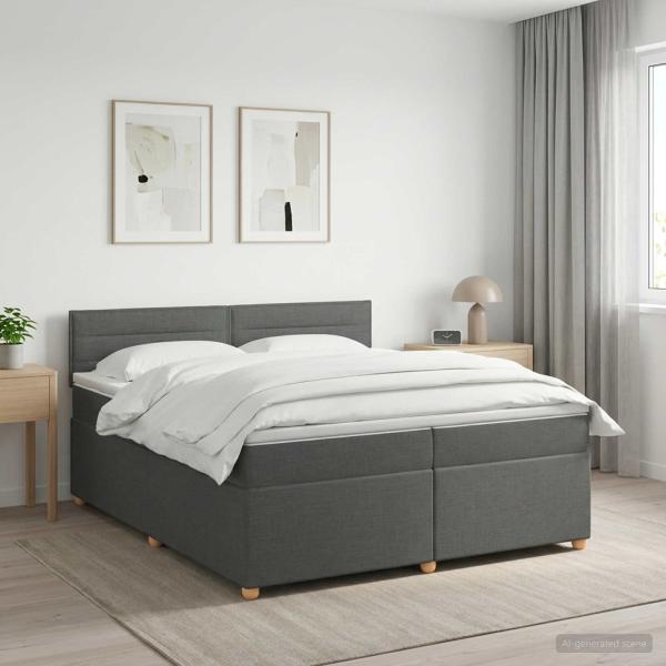 ARDEBO.de - Boxspringbett mit Matratze Dunkelgrau 200 x 200 cm Stoff