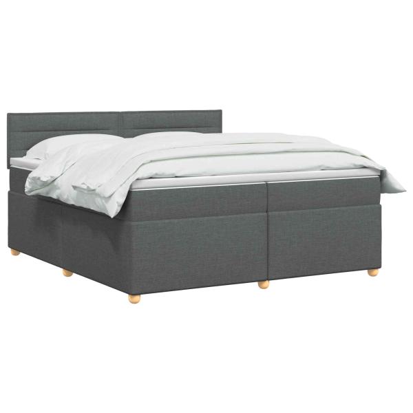 Boxspringbett mit Matratze Dunkelgrau 200 x 200 cm Stoff