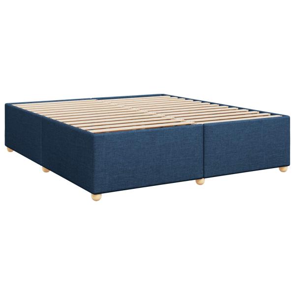 Boxspringbett mit Matratze mit Kopfteil Blau 200 x 200 cm Stoff