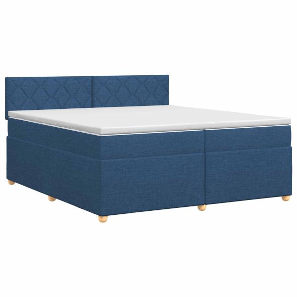 Boxspringbett mit Matratze mit Kopfteil Blau 200 x 200 cm Stoff
