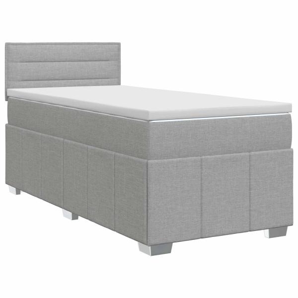 Boxspringbett mit Matratze Hellgrau 80 x 200 cm Stoff