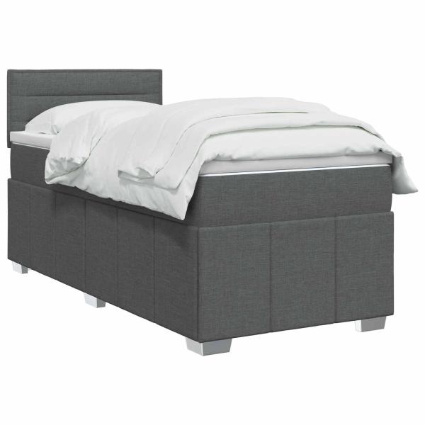 Boxspringbett mit Matratze Dunkelgrau 80 x 200 cm Stoff