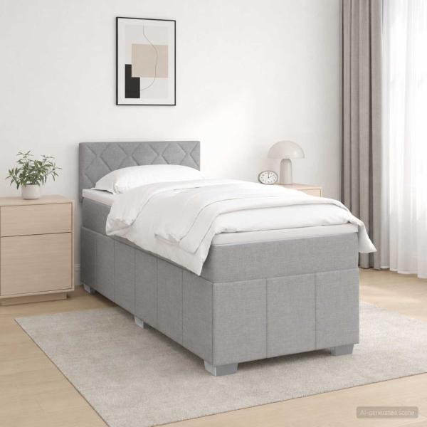ARDEBO.de - Boxspringbett mit Matratze Hellgrau 80 x 200 cm Stoff