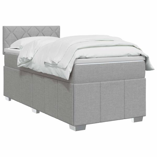 Boxspringbett mit Matratze Hellgrau 80 x 200 cm Stoff
