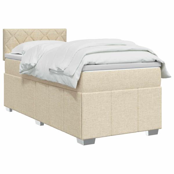 Boxspringbett mit Matratze mit Kopfteil Creme 80 x 200 cm Stoff