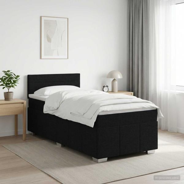 ARDEBO.de - Boxspringbett mit Matratze Schwarz 90 x 190 cm Stoff