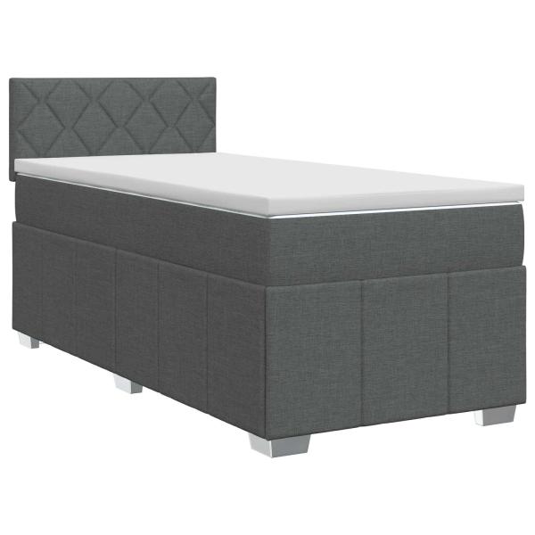 Boxspringbett mit Matratze Dunkelgrau 90 x 190 cm Stoff