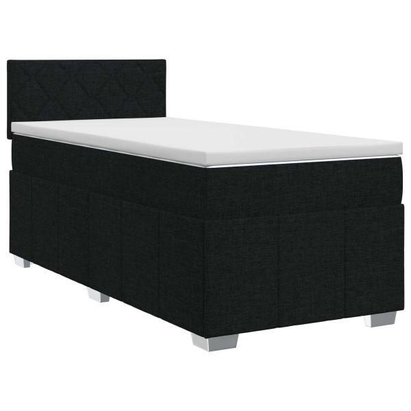 Boxspringbett mit Matratze Schwarz 90 x 190 cm Stoff