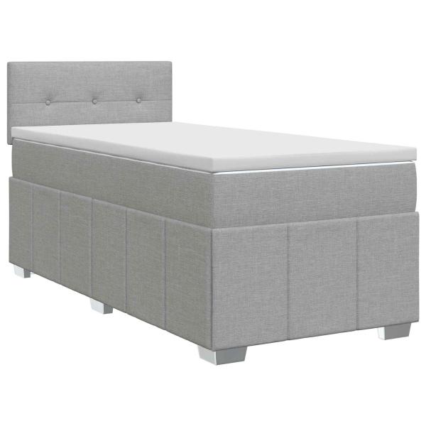 Boxspringbett mit Matratze Hellgrau 90 x 200 cm Stoff