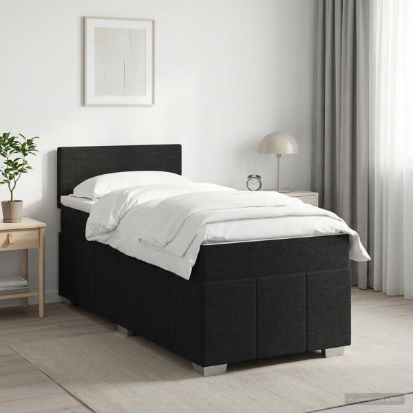 ARDEBO.de - Boxspringbett mit Matratze Schwarz 90 x 200 cm Stoff