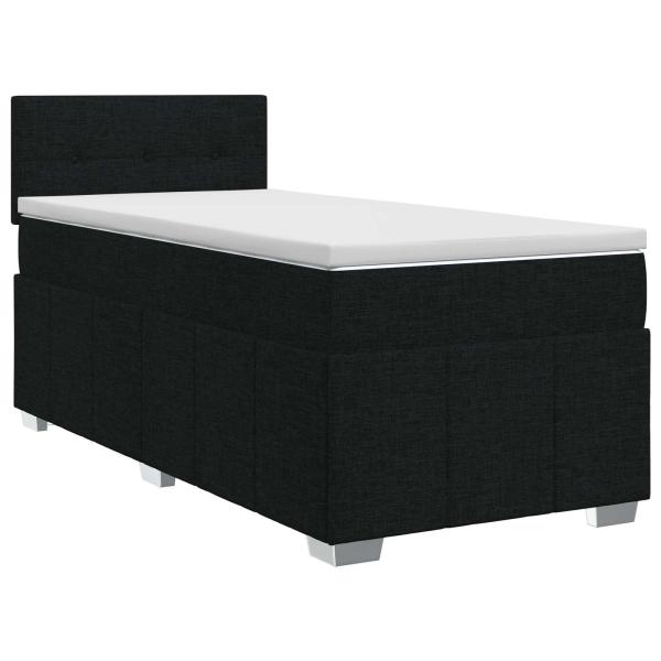 Boxspringbett mit Matratze Schwarz 90 x 200 cm Stoff