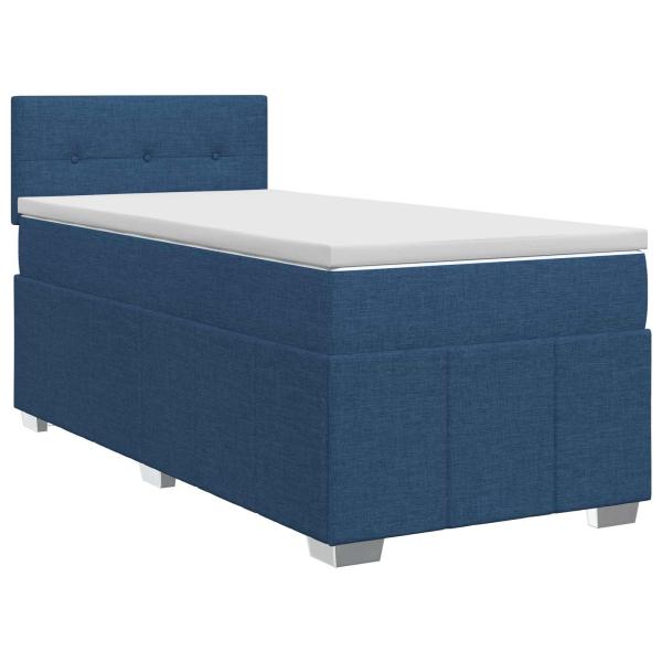 Boxspringbett mit Matratze mit Kopfteil Blau 90 x 200 cm Stoff