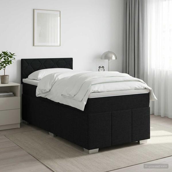 ARDEBO.de - Boxspringbett mit Matratze Schwarz 100 x 200 cm Stoff