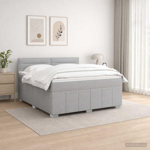 ARDEBO.de - Boxspringbett mit Matratze Hellgrau 140 x 190 cm Stoff