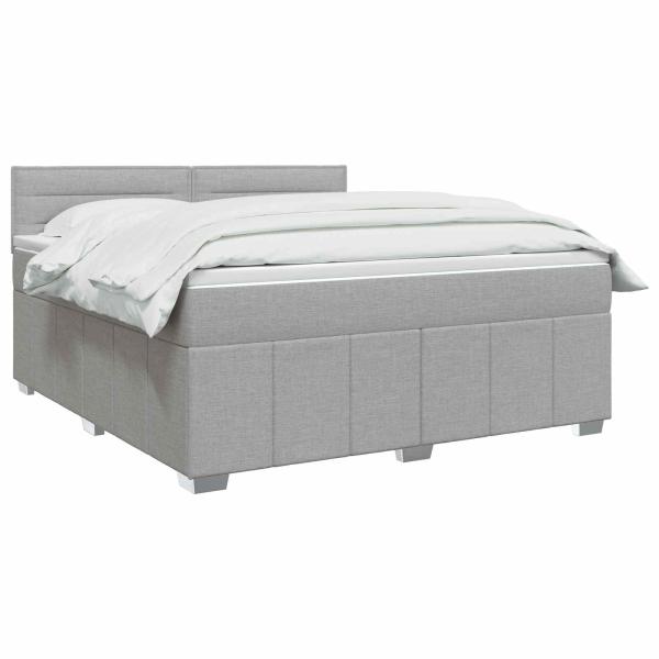 Boxspringbett mit Matratze Hellgrau 140 x 190 cm Stoff