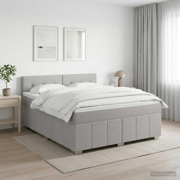 ARDEBO.de - Boxspringbett mit Matratze Hellgrau 140 x 200 cm Stoff