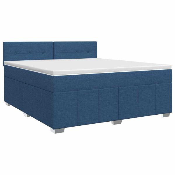 Boxspringbett mit Matratze mit Kopfteil Blau 140 x 200 cm Stoff
