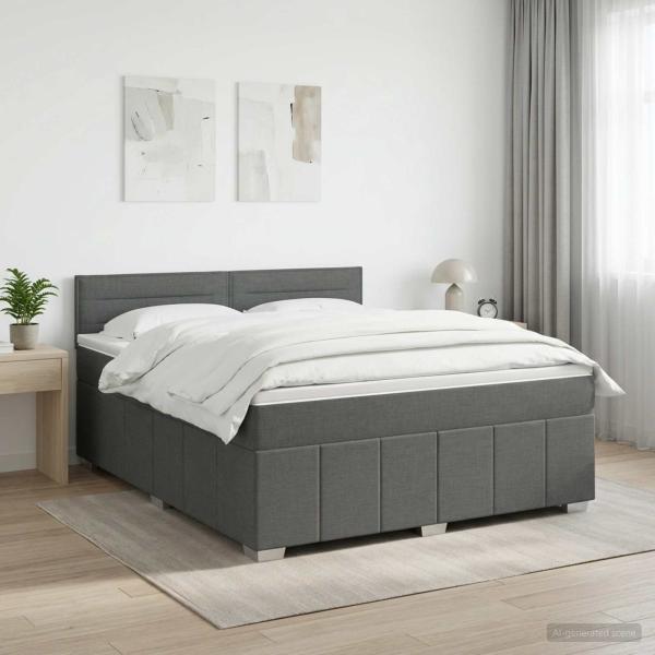 ARDEBO.de - Boxspringbett mit Matratze Dunkelgrau 160 x 200 cm Stoff
