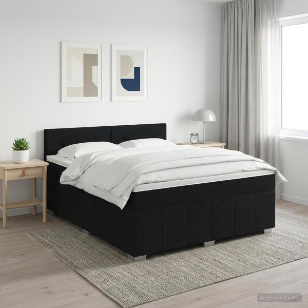 ARDEBO.de - Boxspringbett mit Matratze Schwarz 160 x 200 cm Stoff
