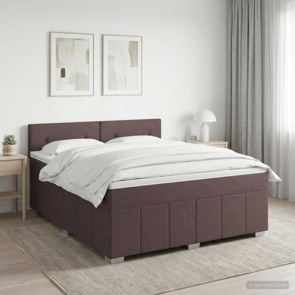 ARDEBO.de - Boxspringbett mit Matratze Dunkelbraun 160 x 200 cm Stoff