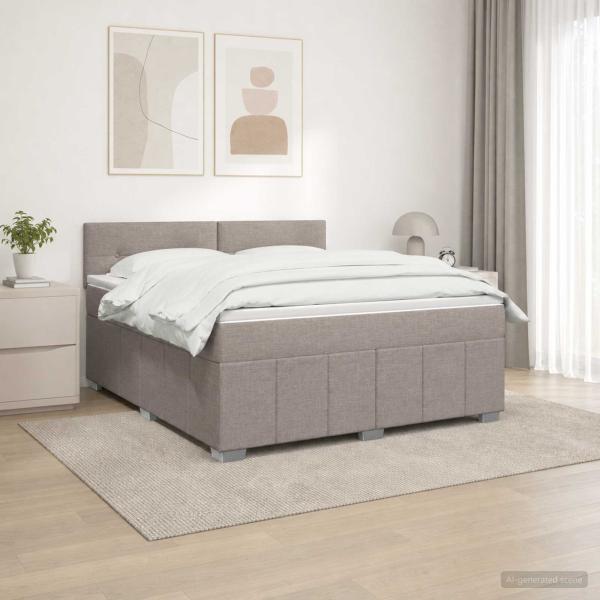 ARDEBO.de - Boxspringbett mit Matratze Taupe 160 x 200 cm Stoff