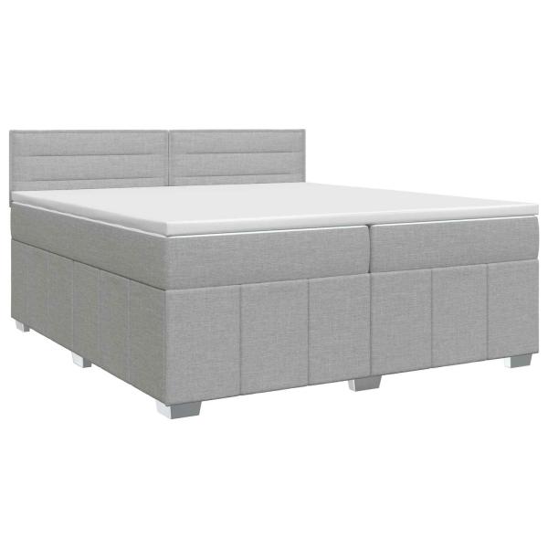 Boxspringbett mit Matratze Hellgrau 200 x 200 cm Stoff