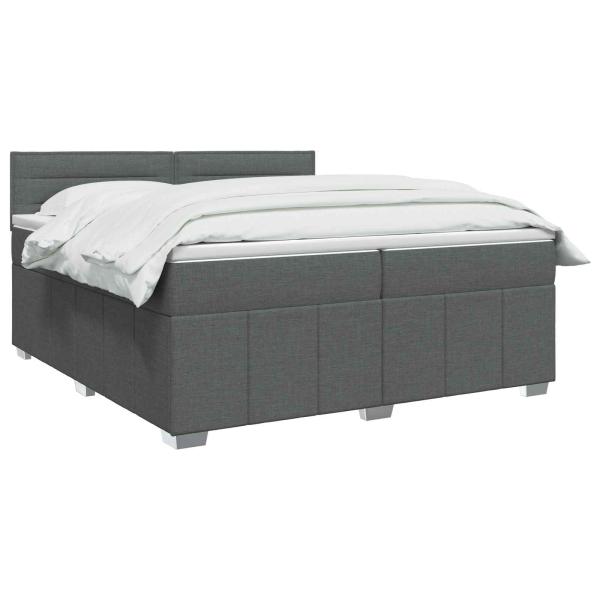 Boxspringbett mit Matratze Dunkelgrau 200 x 200 cm Stoff