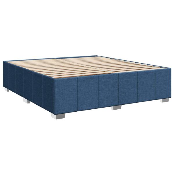 Boxspringbett mit Matratze mit Kopfteil Blau 200 x 200 cm Stoff