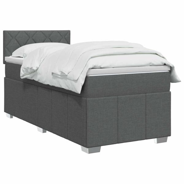 Boxspringbett mit Matratze Dunkelgrau 90 x 190 cm Stoff