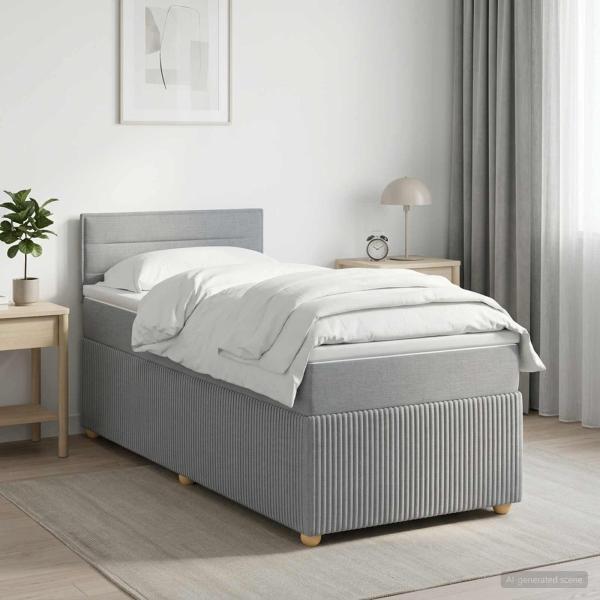 ARDEBO.de - Boxspringbett mit Matratze Hellgrau 80 x 200 cm Stoff