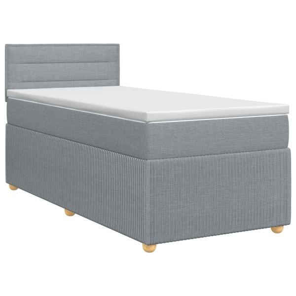 Boxspringbett mit Matratze Hellgrau 80 x 200 cm Stoff