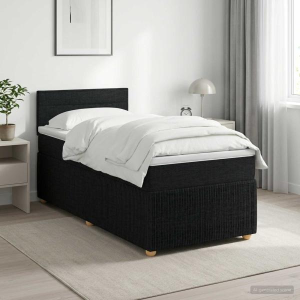 ARDEBO.de - Boxspringbett mit Matratze Schwarz 90 x 190 cm Stoff