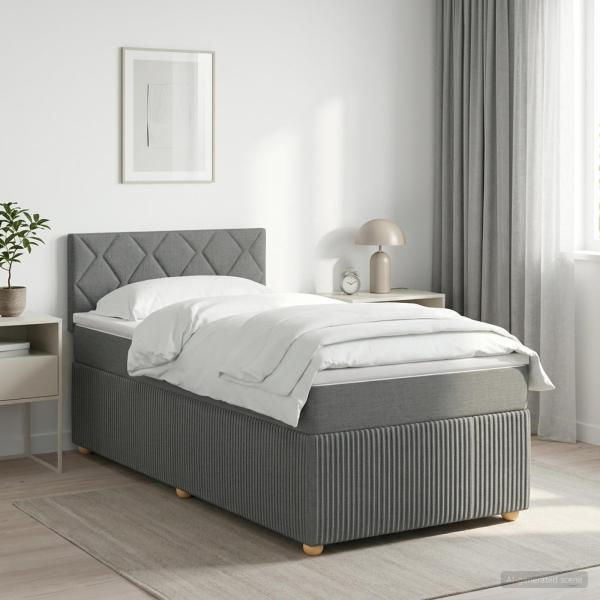 ARDEBO.de - Boxspringbett mit Matratze Dunkelgrau 90 x 200 cm Stoff