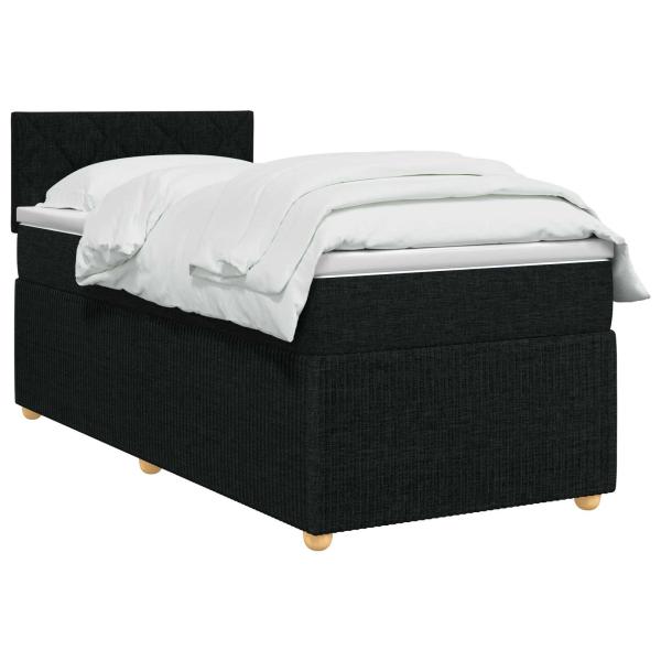 Boxspringbett mit Matratze Schwarz 90 x 200 cm Stoff