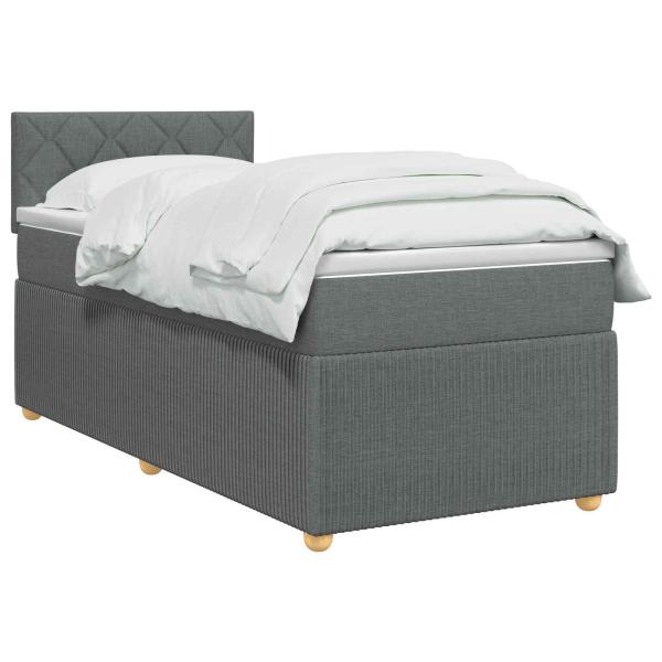 Boxspringbett mit Matratze Dunkelgrau 100 x 200 cm Stoff