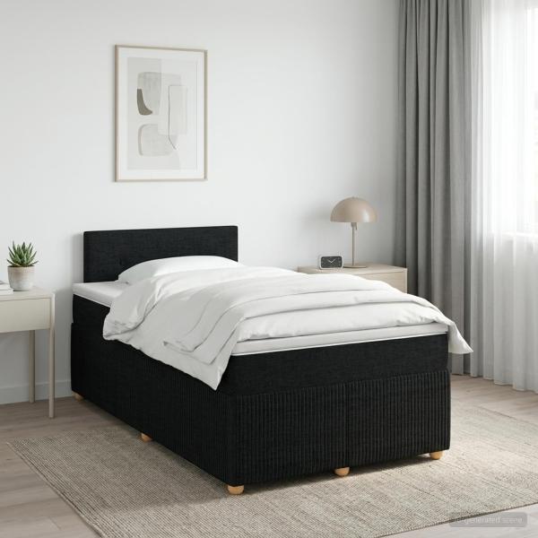 ARDEBO.de - Boxspringbett mit Matratze Schwarz 120 x 190 cm Stoff