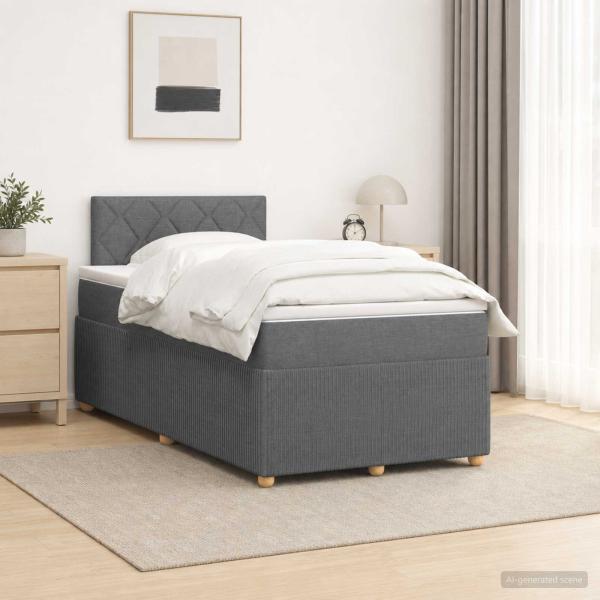 ARDEBO.de - Boxspringbett mit Matratze Dunkelgrau 120 x 190 cm Stoff