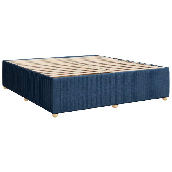 Boxspringbett mit Matratze mit Kopfteil Blau 200 x 200 cm Stoff