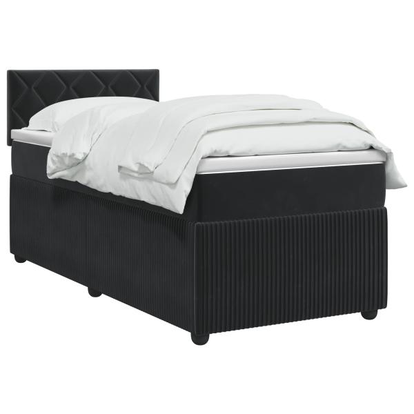 Boxspringbett mit Matratze Schwarz 90 x 190 cm Samt
