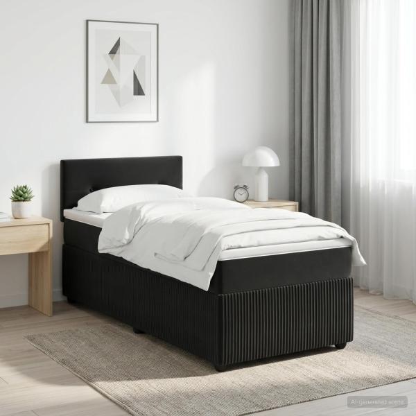 ARDEBO.de - Boxspringbett mit Matratze Schwarz 90 x 200 cm Samt