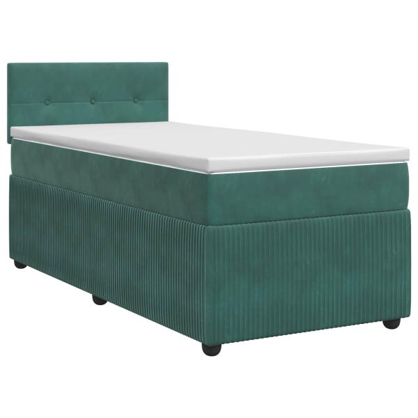 Boxspringbett mit Matratze Dunkelgrün 90 x 200 cm Samt