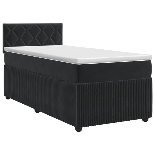 Boxspringbett mit Matratze Schwarz 90 x 200 cm Samt
