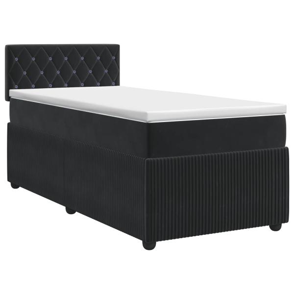 Boxspringbett mit Matratze Schwarz 100 x 200 cm Samt