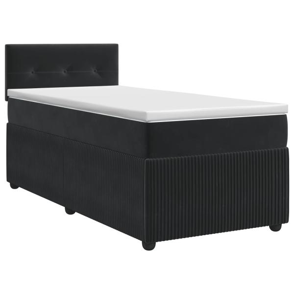Boxspringbett mit Matratze Schwarz 100 x 200 cm Samt