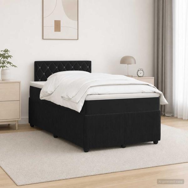 ARDEBO.de - Boxspringbett mit Matratze Schwarz 120 x 190 cm Samt