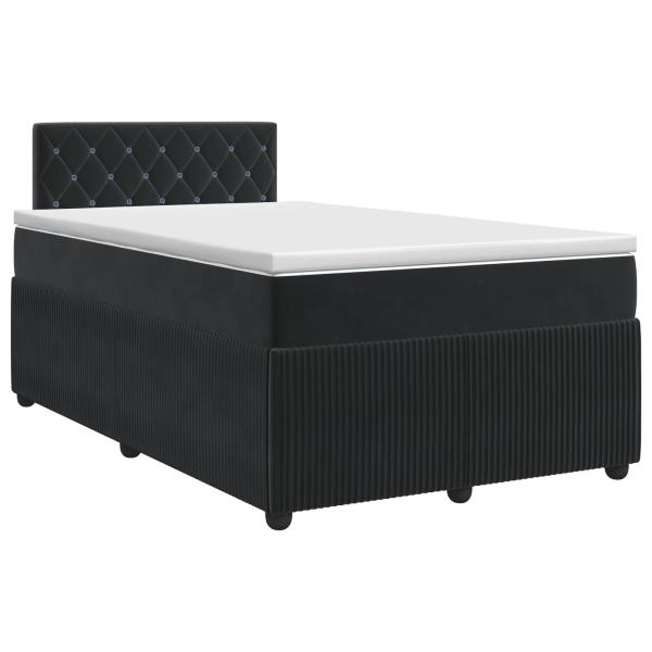 Boxspringbett mit Matratze Schwarz 120 x 190 cm Samt