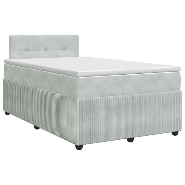 Boxspringbett mit Matratze Hellgrau 120 x 190 cm Samt