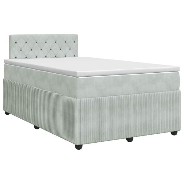 Boxspringbett mit Matratze Hellgrau 120 x 200 cm Samt