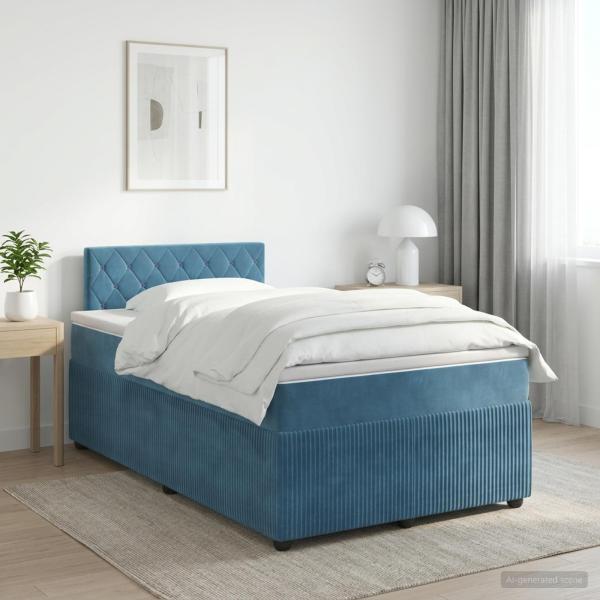 ARDEBO.de - Boxspringbett mit Matratze Dunkelblau 120 x 200 cm Samt