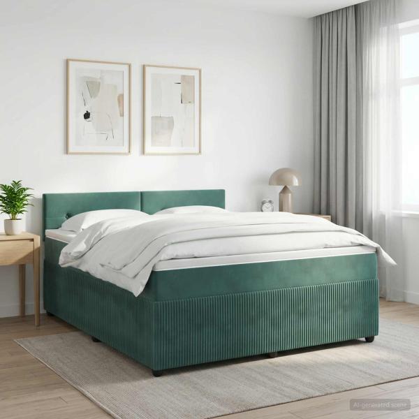 ARDEBO.de - Boxspringbett mit Matratze Dunkelgrün 140 x 190 cm Samt